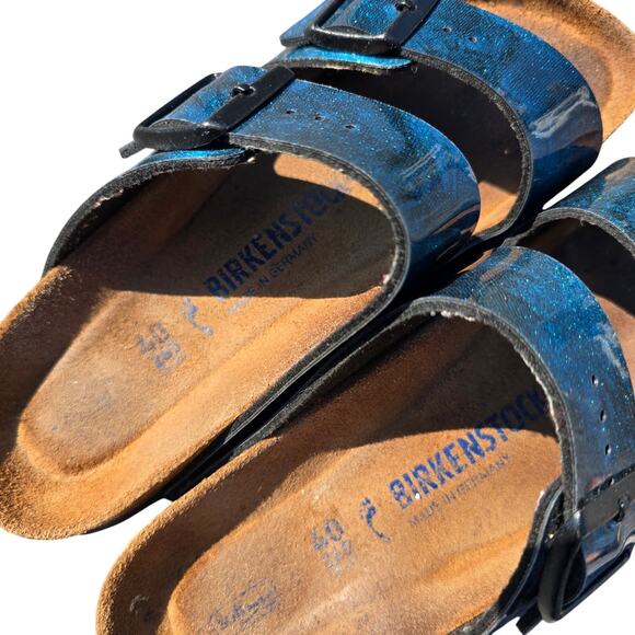 Birkenstock Women's Arizona SF Slide Sandal Iride Strong Blue Size 40 Summer - Picture 4 of 7